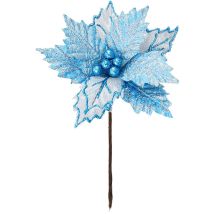 Rubberskin - Jeffergarden 6 pcs Noël Glitter Poinsettia Fleurs, Simulation De Noël Fleurs De Mariage Arbre De Noël Nouvel an Ornements (2)