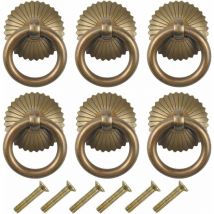 6 pcs Poignee de Meuble Vintage, Tiroir Bague Poignée de Traction, Poignées de Tirage Antique, Bouton de Meuble pour Cuisine Armoire Placard Commode