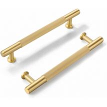 Petites Ecrevisses - 6 Pcs Manijas para Muebles Moderno Tiradores de Armarios para Cajones Escritorios con Tornillos Dorado - 128mm