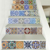 Lucky-88 - 6 Pcs Sticker Carrelage, Sticker Autocollant contremarche Carreaux de Ciment, Stickers Escalier Carreaux Autocollants 3D, Escalier