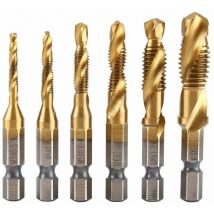 Aamunpa - AlwaysH 6 Pack Thread Tap, Tap Drill Bit, Metric M3-M10 Thread with hss Titanium Coating and 1/4' Hex Spline Shank Tapping Bits for Tapping
