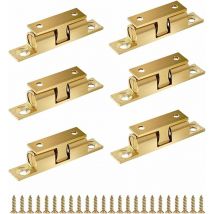 6 pièces double loquet roulant, porte en laiton double tension à billes 60 mm, loquet de porte de placard en laiton robuste pour placard à tiroirs