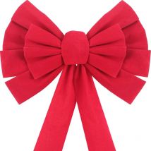 Einemgeld - 6 Pièces Grand Noeud Rouge en Velours Noeuds de Noël Noeuds Suspendus de Vacances de Noël pour Décoration de Couronnes de Noël ou Topper