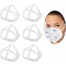 -6 Pièces Réutilisables Et Lavables Montures 3d Cadre De Support De Couverture De Visage En Silicone Pour Supports Intérieurs De Masque, Protège-nez 