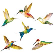Gabrielle - 6 Pièces Autocollants Colibri,Accroche de Fenêtre d'Oiseau,Stickers Anti-Collision pour Vitres,Simplicité Modèle Colibri pvc Sticker