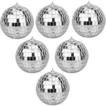 Soleil - 6 Pièces Boule à Facettes à Suspendre Argent Boule à Facettes Boule de Paillettes D'argent Décoration à Suspendre pour Décoration de Fête,