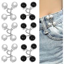 6 Piecès Bouton de Jeans, épingles à Boutons pour Jeans, Couture Accessoires, Bouton de Jean Clipsable, Pearl Jean Épingles à Boutons Ensembles de