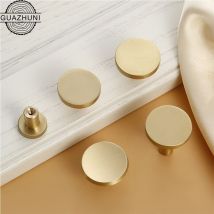 6 Pièces Boutons de Tiroir, Boutons de Meubles en Or, Boutons Armoire Ronds, Boutons de Tiroir en Laiton Doré, Poignees de Porte de Cuisine pour