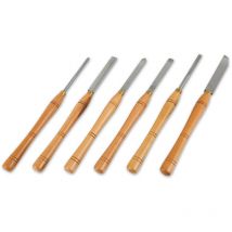 EBERTH Set de couteaux à tourner avec coffret en bois, 6 fers à tourner HSS de haute qualité, acier rapide, 6 TLG. Set de ciseaux à bois avec les
