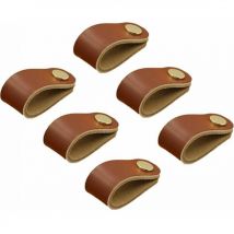 6 Pièces Cuir Poignee,Cuir Meuble Poignée, Poignee Cuir Bouton,Cuir Poignées de Placard, Poignées en Cuir Cuisine armoires,Poignée en Cuir Délicat