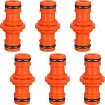 Mereteet - Pack of 6 pipe connectors with double external thread for connecting garden hoses (orange)