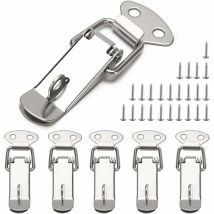 Ersandy - 6 Pièces Fermeture a Levier Fermeture à Ressort Loquet, Loquet à Ressort Bascule 72mm, avec Crochet, pour Coffret, Boîte, Tiroir, Armoire,