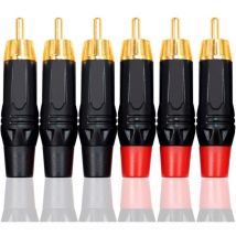 6 Pièces Fiches Mâles RCA, Fiches à Souder Plaquées or Phono Audio, Connecteur de Câble Jack RCA