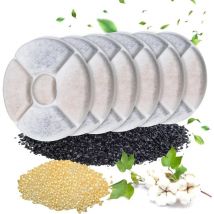 6 Pièces Filtre Fontaine Eau Chat Rond avec Filtre à Charbon, Filtre de Rechange pour Fontaine à Eau, pour Chats et Chiens, Fontaine à Eau