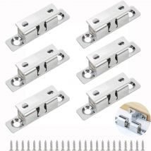 6 Pièces Loqueteau à Bille, 46mm Loquet à Double Rouleau Réglables Loquet à Bille pour Porte D'armoire Loqueteaux de Meuble de Porte Avec 24 Vis,