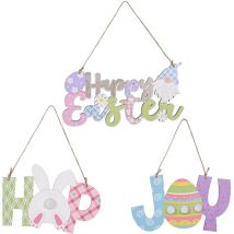 6 pièces Pendentif de Pâques en bois Pendentif Lapin de Pâques en bois Panneau de Pâques en bois Panneau de bienvenue de Pâques joyeux Panneau de