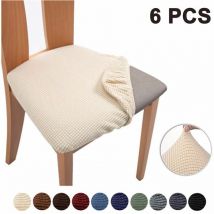 6Pcs Stretch Jacquard Chair Seat Covers, Removable Washable Anti-Dust Dining Chair Seat Cushion Covers