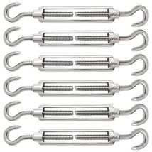 6 Pièces Tendeur Cable M5 Tendeur Cable Inox 304 Réglable Crochet de Ridoir et Crochet pour Tendeur de Fil Cable Acier Corde Crochet Tendeur