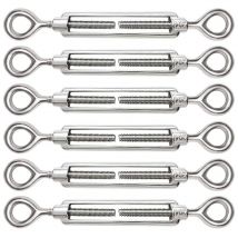 6 Pièces Tendeur Cable M5 Tendeur Cable Inox 304 Réglable Oeil de Ridoir et Oeil pour Tendeur de Fil Cable Acier Corde Crochet Tendeur Accessoires