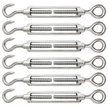 6 Pièces Tendeur Cable M6 Tendeur Cable Inox 304 Réglable Crochet de Ridoir et Oeil pour Tendeur de Fil Cable Acier Corde Crochet Tendeur Accessoires