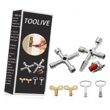Dontodent - 6 Pieces Universal Multifunction 4 Way Key Triangle Key Cross Key Square Square Faucet Wrench for Water Meters Electricity Radiators Gas