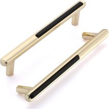 6 Piezas Tirador para Muebles de Cocina Estilo Europeo Manijas para Puerta Cajón Armario con Tornillos Negro - 128mm