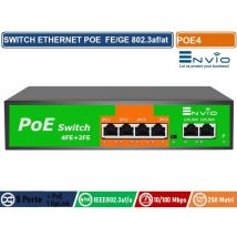 6 porte 100MBPS poe switch ieee 802.3AF 4 porte poe + 2 uplink RJ45 port per ip telecamera
