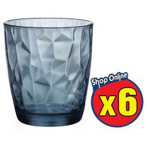 6 pz bormioli diamond bicchiere acqua in vetro trasparente blu da 30CL h 9.3 cm