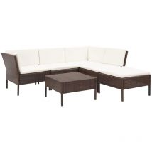 Minkurow - vidaXL Set Divani da Giardino 6 pz con Cuscini in Polyrattan Marrone