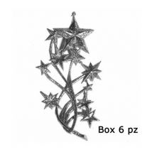 6 rami di stelle per albero di natale - colore argento - addobbi natalizi decorazioni