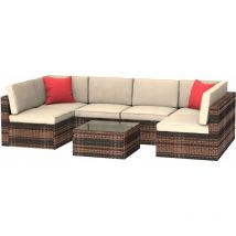 Rattantree - 6 Seater Outdoor Furniture pe Rattan Garden Patio Sectional Sofa Table Set Brown