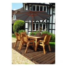 6 Seater Wooden Rectangular Dining Table Chairs Set Grey Cushion - Charles Taylor