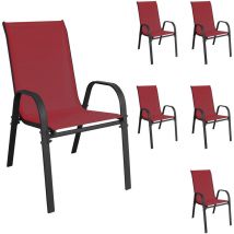 Inda-exclusiv - 6 Stück Stapelsessel Metall kd - Textilen Anthrazit / Bordeauxrot-DMC330885-6
