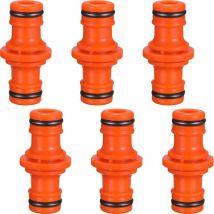 6 Stück Rohrverbinder mit doppeltem Außengewinde zum Verbinden von Gartenschläuchen (Orange)