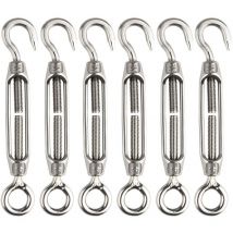 Memkey - 6 Stück Draht-Spannschloss, Spannschloss, M4 Edelstahl, verstellbares Spannschloss, Haken- und Ösen-Set, robust