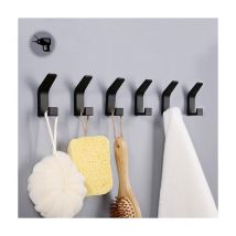 Blue Dream - 6 Stück selbstklebende Haken, Doppel-Handtuchhaken Badezimmer, selbstklebende Wandhalterung für Küche, Bad, Büro, Schrank, Aluminium,