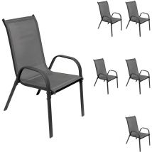 6 Stück Stapelsessel Metall kd - Textilen Grau / Anthrazit-DMC330881-6