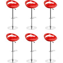 Yongqing - Tabouret de Bar Lot de 6 abs Pivotant et réglable en Hauteur Chaise de Bar Rouge