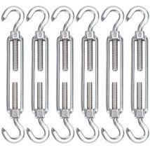 6-teiliger Hochleistungs-Drahtseilspanner M5 aus Edelstahl 304 mit Haken und Öse für Geländerkabel-Zubehörsatz