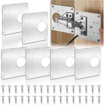 Scharnier-Reparaturplatte aus Edelstahl, Scharnier-Reparaturset für Holzmöbelregale, 6-teilig
