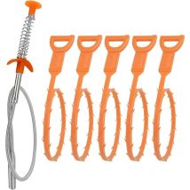 6-teiliges Frühlings-Abfluss-Entstopfungs-Werkzeug-Set – Küchenspüle, Dusche, Kanalisations-Entstopfungswerkzeug