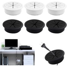 6-teiliges Kabelmanagement-set Für Den Schreibtisch, 60-mm-kabeltüllen, Wand-tv-kabelabdeckung, Runde Wand-kabelabdeckung, Gummi-kabelschutzhülle Für 
