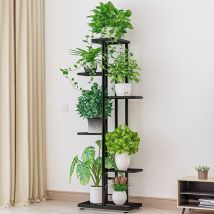 6 Tier Plant Shelves Iron Potted Flower Plant Stand Rack Multiple Flower Pot Holder Shelf Indoor Outdoor Planter Display - Dark Grey