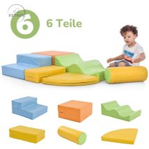 Retrok - 6 tlg briques géantes pour se défouler & grimper Grandes briques pour enfants. Escalier et toboggan pour enfants - Jouets pour grimper,