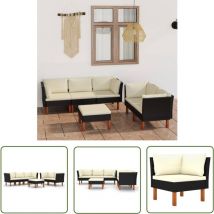 The Living Store 6-tlg. Garten-lounge-set Mit Kissen Poly Rattan Schwarz - Gartensonnenliege - Gartenloungesessel - Outdoor Möbel - Esszimmergarnitur 