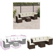6-tlg. Garten-Sofagarnitur mit Kissen Braun Poly Rattan - Gartensortiment - Gartenmöbelset - Rattan Möbel - Lounge Set - Gartenlounge - Home & Living