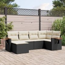 Torana - 6-tlg. Garten-Sofagarnitur mit Kissen Schwarz Poly Rattan