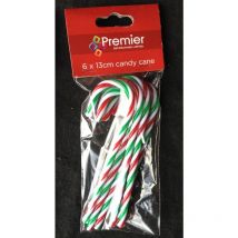 Premier - 6 x Plastic Christmas Candy Canes 13cm Decorations Arts & Crafts