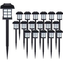 DEUBA Solar LED Garden Path Marker Lights Outdoor Pathway Border Lighting with Ground Spikes Weatherproof Automatic Twilight Sensor Lamps Built-in