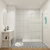 Walk in Duschwand Teilsatinie 6mm nano esg 70x190cm Dusche Duschtrennwand Glaswand mit Stabilisator 140cm für 6-10mm Glas